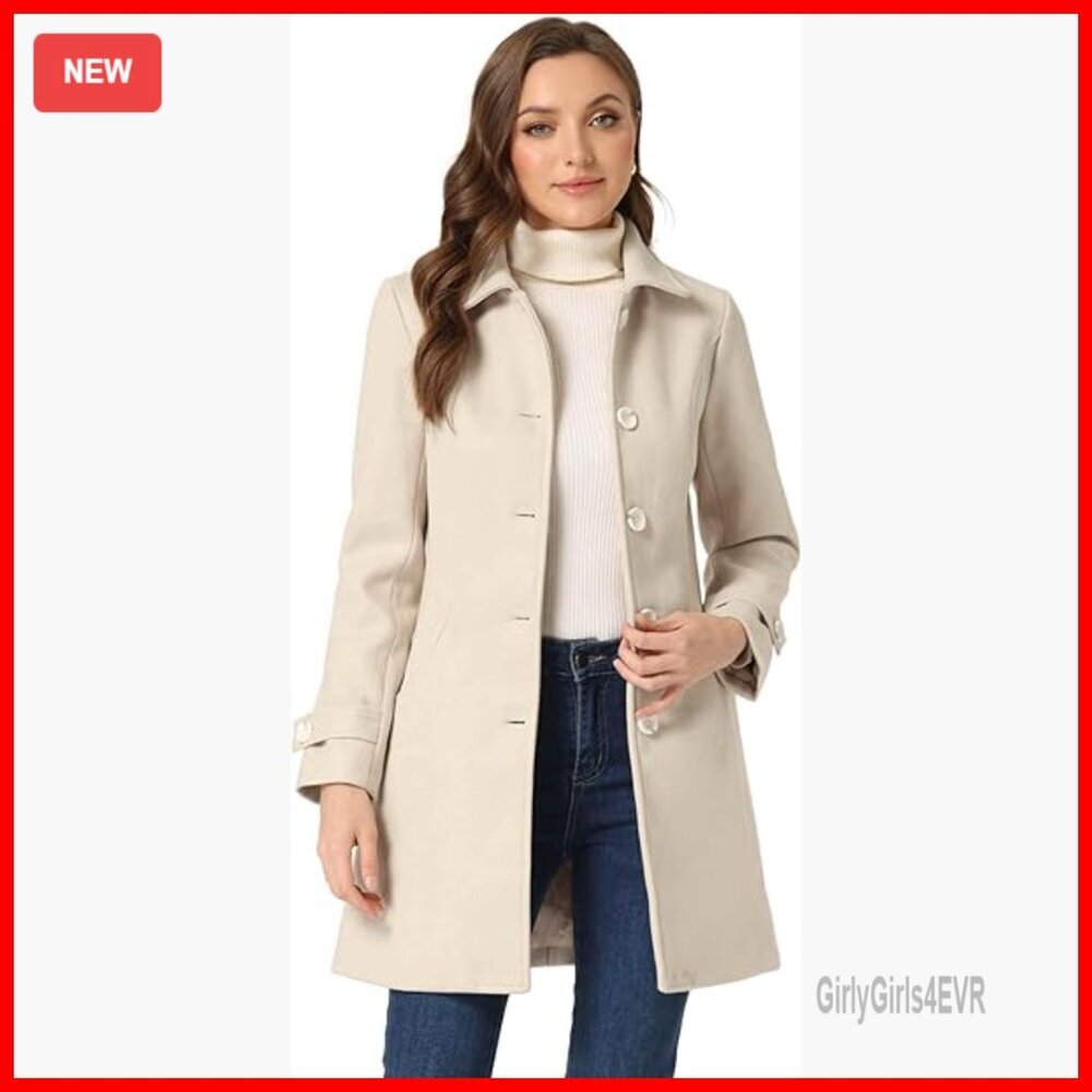 Winter Pea Coat Overcoat with Peter Pan Collar A-Line Fit